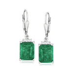 Load image into Gallery viewer, Ross-Simons 5.00 ct. t.w. Emerald Drop Earrings With .10 ct. t.w. White Topaz in Sterling Silver
