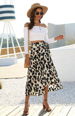 Load image into Gallery viewer, Newchoice Plus Size Skirts Bohemian,Self Tie Waist Sexy Hawaiian Wrap Cover Up Skirt (L,Leopard Khaki)
