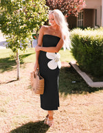 Load image into Gallery viewer, ZESICA Women's Summer Strapless Bodycon Maxi Dress 2026 Ribbed Knit Backless Floral Tube Cocktail Party Long Dresses,Black,Medium
