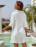 Load image into Gallery viewer, Blooming Jelly Womens Bathing Suit Coverups White Swiss Dot Beach Swim Cover Up Shirt Dress(Large, White)
