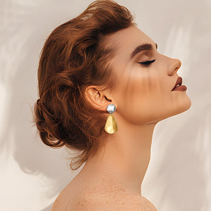 YUJIE Gold Earrings for Women Geometric Chunky Dangle Earring Trendy Two-Tone statement Jewelry