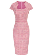 Load image into Gallery viewer, GRACE KARIN Women's Pink Dress Elegant Cap Sleeve Tweed HIPS-Wrapped Pencil Dress for Cocktail
