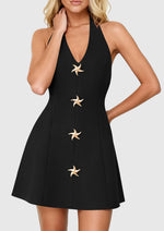 Load image into Gallery viewer, PRETTYGARDEN Summer Cocktail Dresses for Women Short 2026 Spring Halter V Neck Beach Party Backless A Line Mini Dress (Black,Medium)
