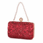 Load image into Gallery viewer, YYW Clutch Purses for Women Embroidery Sequins Beaded Evening Bag Pearl Clutch Handbag Shoulder Bag for Formal Party Wedding (Red)
