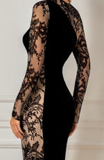 Load image into Gallery viewer, YDDSPDN Mother of The Bride Dresses Floor Length Jewel Neck Long Sleeves Lace Mermaid Wedding Guest Formal Dresses Black
