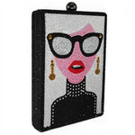 Load image into Gallery viewer, Boutique De FGG Retro Crystal Clutch Purses for Women Luxury Rhinestone Evening Bag Novelty Formal Party Clutch Handbag,Mini,Silver Cartoon Characters
