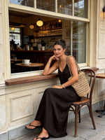 Load image into Gallery viewer, Verdusa Women's Backless Cami Dress Long Maxi Linen Dresses Summer Resort Wear Beach Outfits Sun Dress Black X-Small
