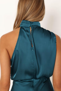 Petal & Pup Women's Anabelle Halter Neck Mini Dress, Teal