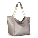 Load image into Gallery viewer, Montana West Oversized Tote Bag for Women Work Handbag Hobo Bag with Chain Handle and Rivets Decoration Pewter MWC-2751PT

