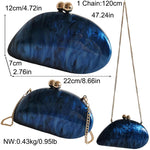 Load image into Gallery viewer, louceko Women Trendy Chain Crossbody Shoulder Bag Handbag Acrylic Wedding Evening Bag Shell Formal Clutch Purse, Blue 2503
