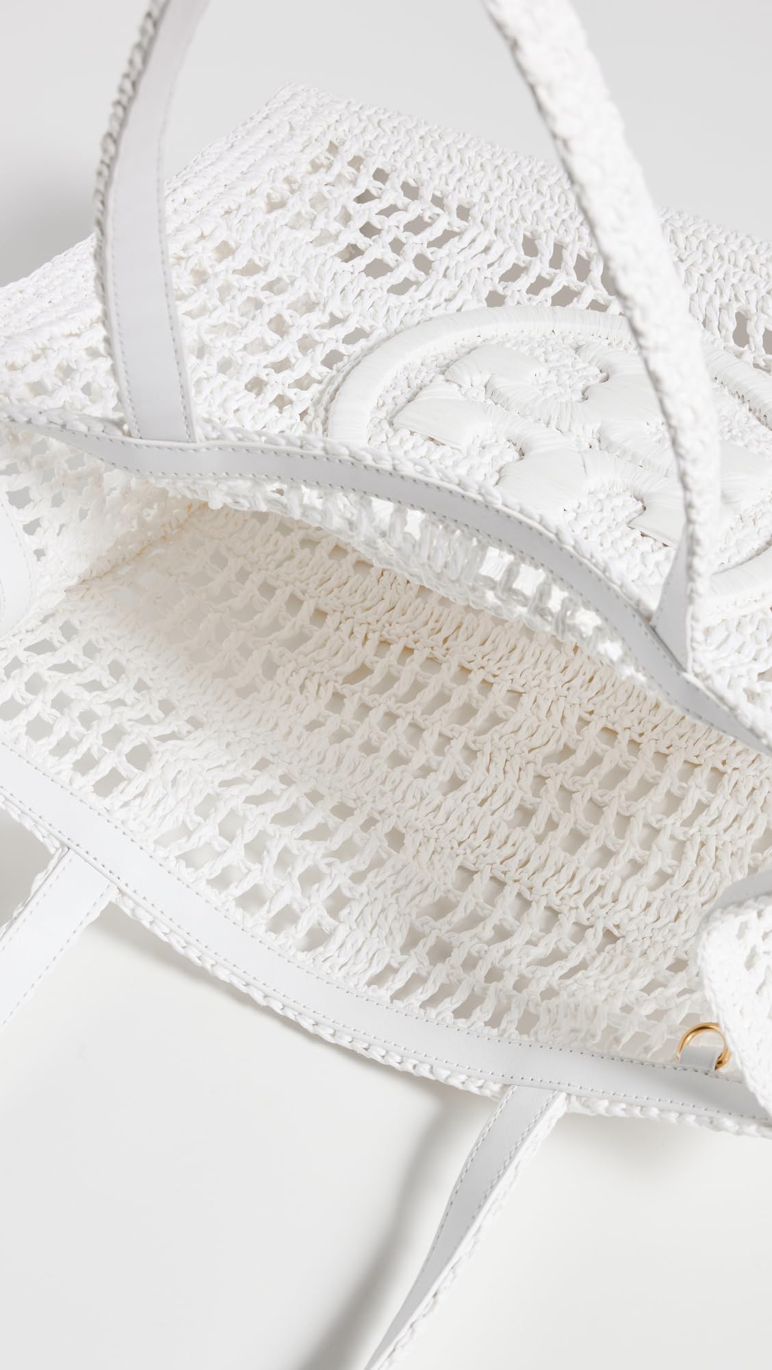 Tory Burch Women's Ella Hand Crocheted Small Tote, White, One Size