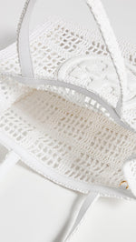 Load image into Gallery viewer, Tory Burch Women&#39;s Ella Hand Crocheted Small Tote, White, One Size
