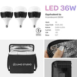 Load image into Gallery viewer, LimoStudio (LED Super Bright) 1200W Output Photo Studio Umbrella Continuous Lighting Kit, 6500K Neutral Day Light, 10800 Lumen, CRI&gt;95, White Soft Umbrella Diffuser &amp; Black, Silver Reflector, LMS103
