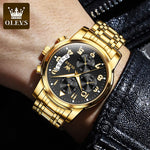 Load image into Gallery viewer, OLEVS Watches for Men,Mens Watches,Mens Gold Watch Big Large Face Black and Gold Waterproof Stainless Steel Dress Chronograph Luxury Water Resistant Fashion Roman Numerals Wrist Watch,Reloj Hombre
