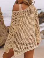 Load image into Gallery viewer, Bsubseach Crochet Cover Ups for Women Sexy Hollow Out Swim Cover Up Knit Summer Outfits Apricot
