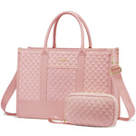 Load image into Gallery viewer, LOVEVOOK Laptop Bags for Women, 15.6 inch Waterproof Work Tote Bag with Clutch, Professional Teacher Computer Purse Lightweight Shoulder Bag Travel, Quilted Pink
