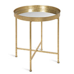 Load image into Gallery viewer, Kate and Laurel Celia Metal Foldable Round Accent Table, 18.25&quot; x 18.25&quot; x 22&quot;, Glass Surface and Gold Frame, Modern Minimalist Design and Detachable Magnetic Tabletop
