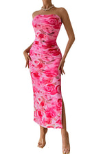 Load image into Gallery viewer, PRETTYGARDEN Women&#39;s Summer Maxi Bodycon Dresses Strapless Tube Top Printed Long Party Club Slit Dress (Print Pink,Medium)
