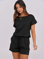 Load image into Gallery viewer, ANRABESS Rompers for Women Summer 2025 Casual Dressy One Piece Tshirt Short Pants Jumpsuit Beach Vacation Outfit Clothes A233-hei-M Black
