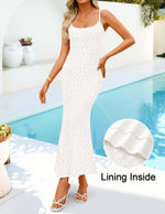 Load image into Gallery viewer, ZESICA Women's Summer Floral Spaghtti Straps Midi Dress 2026 Bodycon Sleeveless Square Neck Casual Beach Long Dresses White Medium

