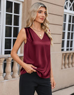 Load image into Gallery viewer, Zeagoo Silk Camisole Tops for Women V Neck Sleeveless Satin Tank Tops 2025 Summer Dressy Casual Blouses Work Shirts Wine Red
