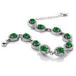 Load image into Gallery viewer, Gem Stone King 925 Sterling Silver 7X5MM Oval Gemstone Birthstone Tennis Bracelet | Halo Statement Bracelet For Women | Size 7.5 Inch
