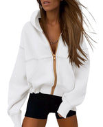 Load image into Gallery viewer, PRETTYGARDEN Hoodies for Women Sweatshirt Zip Up Hoodie Fall Fashion 2025 Trendy Long Sleeve Jackets Winter Clothing Outfits (White,Small)
