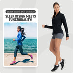 Load image into Gallery viewer, baleaf Women's Athletic Jacket Sun Protection Running Lighteight Full Zip Long Sleeve Shirts UPF 50+ Pockets Black M
