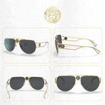 Load image into Gallery viewer, Versace VE2231 100287 60MM Gold/Dark Grey Pilot Sunglasses for Women +Bundle with Accessory Eyewear Kit
