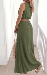 Load image into Gallery viewer, PRETTYGARDEN Two Piece Skirts Sets for Women Going Out Top A Line Flowy Skirt Double Lined Pleated 2 Piece Set Travel Outfits (Army Green, Small)
