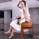 Load image into Gallery viewer, ISNOM Nude Heels Lace Up Heels Sandals for Women Nude Strappy Heels Tie Up Heels High Heels Women Square Toe Open Toe Heels Thong Heels Women's Stiletto Heeled Sandals-Nude, 6
