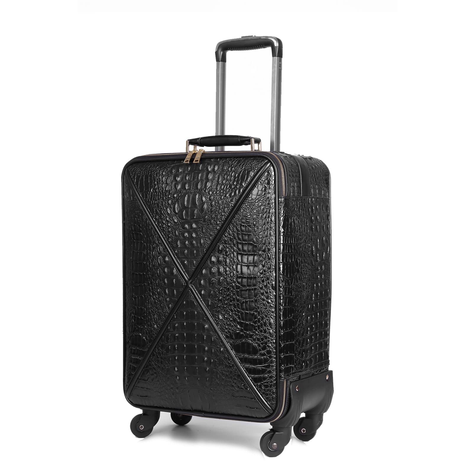 feilario Croco trolly luggage with spinner wheel softside suitcase lightweight checked bag
