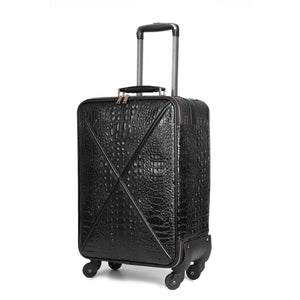feilario Croco trolly luggage with spinner wheel softside suitcase lightweight checked bag