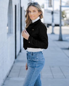 luvamia Women's Fashion Long Sleeve Denim Jean Jacket Black Cropped Denim Jacket True Black Size Medium