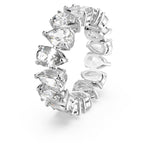 Load image into Gallery viewer, Swarovski Pear Vittore Ring, Ring with Pear-Shaped White Crystal Stones on a Rhodium Plated Setting, Size 6; EU 52
