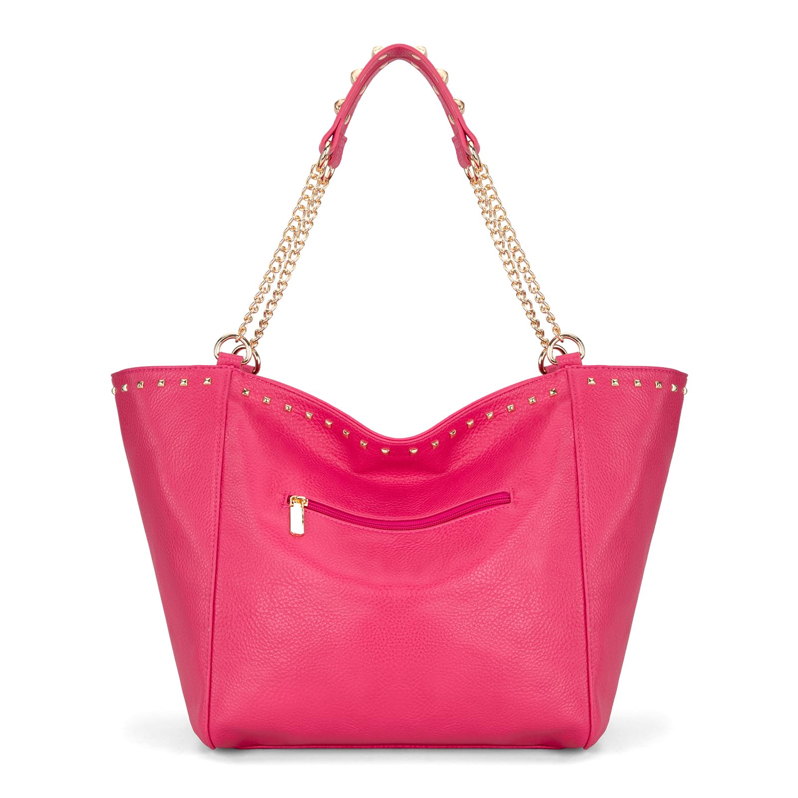Montana West Oversized Tote Bag for Women Shoulder Travel Purse Hobo Bag with Chain Handle and Rivets Decoration MWC-2751HPK
