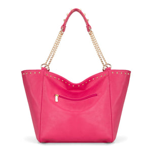Montana West Oversized Tote Bag for Women Shoulder Travel Purse Hobo Bag with Chain Handle and Rivets Decoration MWC-2751HPK