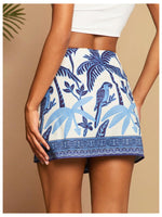 Load image into Gallery viewer, MakeMeChic Women's Summer Boho Wrap Mini Skirt Beach Vacation Short Skirts Blue and White Small
