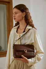 Load image into Gallery viewer, LAFESTIN Split Leather Shoulder Bags For Women with Adjustable Strap, Trendy Crossbody Purses For Women, Designer Inspire Handbags, Caramel Brown
