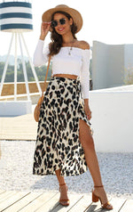 Load image into Gallery viewer, Newchoice Plus Size Skirts Bohemian,Self Tie Waist Sexy Hawaiian Wrap Cover Up Skirt (L,Leopard Khaki)
