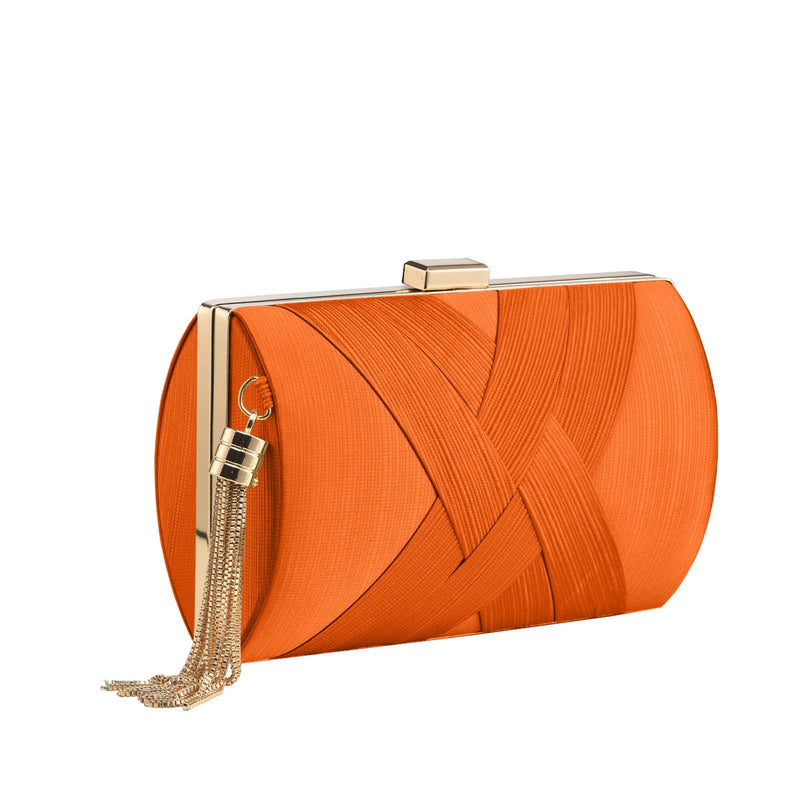 YAPAIOU Clutch Purses For Women Tassel Evening Clutch bag Cross Body & Shoulder Bag For Wedding Night out Party Orange