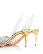 Load image into Gallery viewer, Aquazzura Gatsby Plexi Sling 75, Soft Gold, 10
