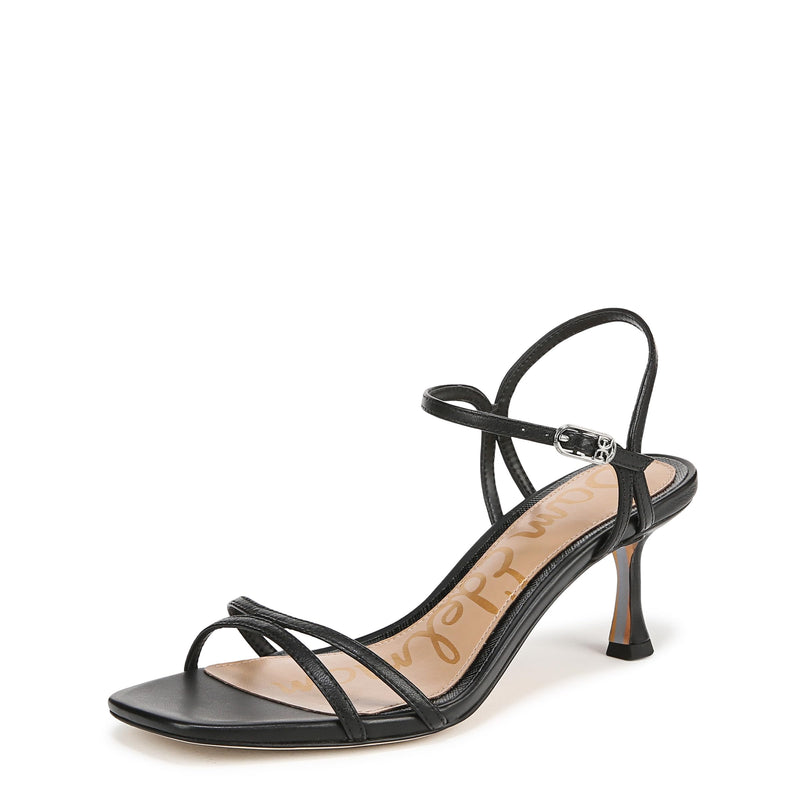 Sam Edelman Women's Presley Heeled Sandal, Black Leather, 8