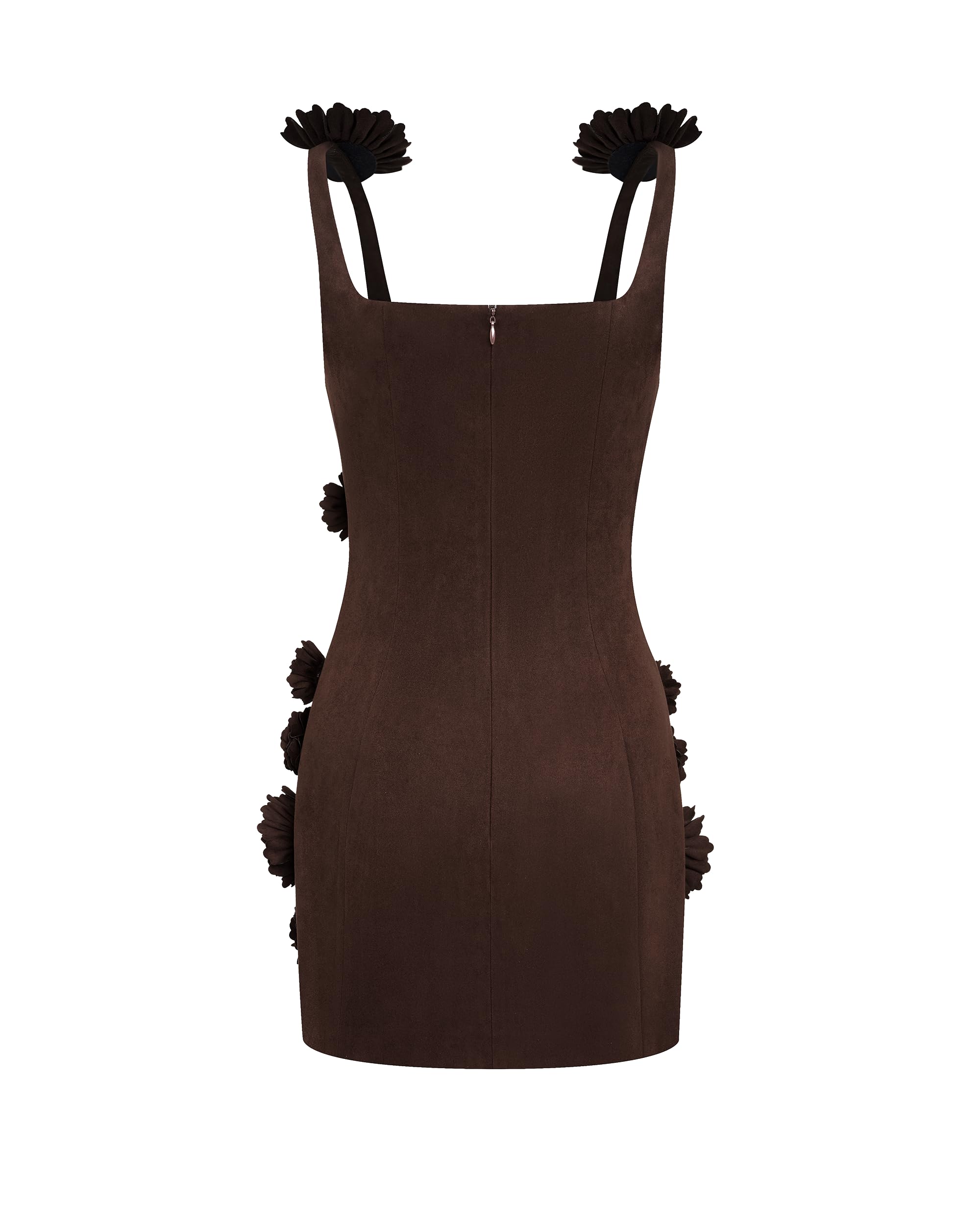 JW PEI Women's Elaina Pink Rosette Applique Mini Dress - Chocolate Brown
