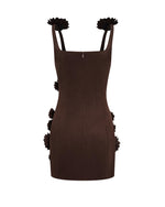 Load image into Gallery viewer, JW PEI Women&#39;s Elaina Pink Rosette Applique Mini Dress - Chocolate Brown
