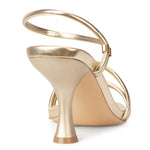 Load image into Gallery viewer, Viciously Vixen Women's Strappy Kitten Heels Square Open Toe Sandals Party Wedding Ankle Strap Shoes, Gold, 9
