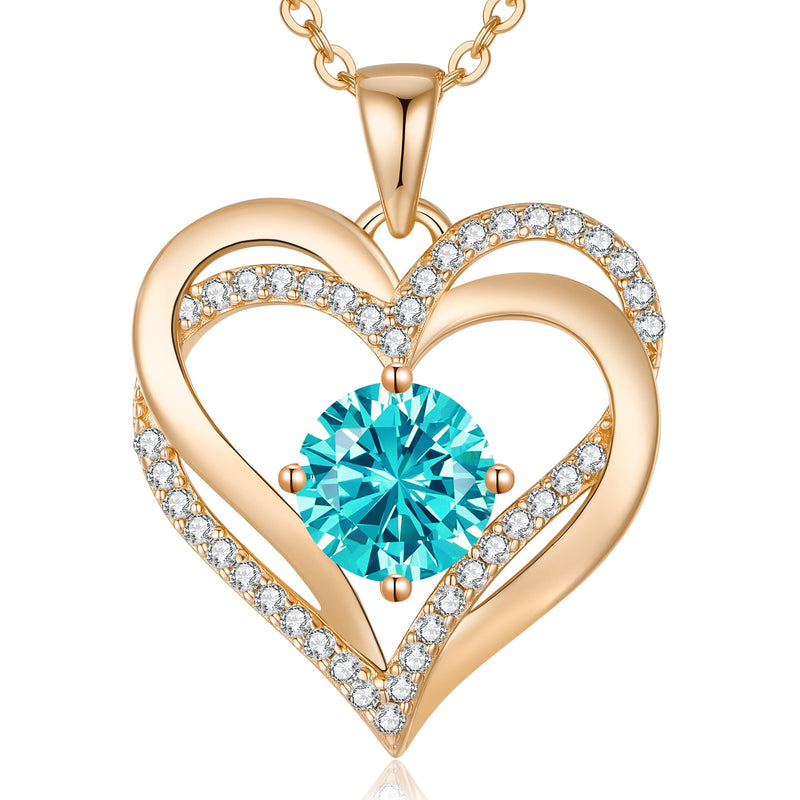 LOUISA SECRET Love Heart Birthstone Necklaces for Women, Birthday Gift for Women, Anniversary Jewelry Gift for Wife Her, 925 Sterling Silver Women Pendant Necklace, Christmas Valentine's Day Gift