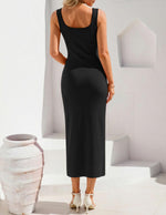 Load image into Gallery viewer, ZESICA Womens Summer Floral Knitted Maxi Dress 2026 Spring Vacation Sleeveless Baby Shower Long Tank Bodycon Sweater Dresses, Black, Medium
