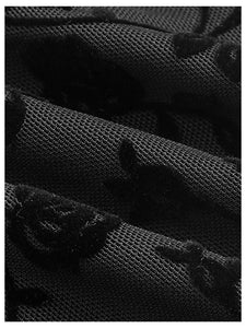 Verdusa Women's Floral Print Mesh Lettuce Trim Sleeveless Bodycon Long Cami Dress Black M