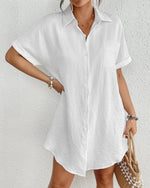 Load image into Gallery viewer, Bsubseach Swimsuit Coverup for Women Button Down Beach Shirts Blouse Short Sleeve Swimwear Cover Ups White M
